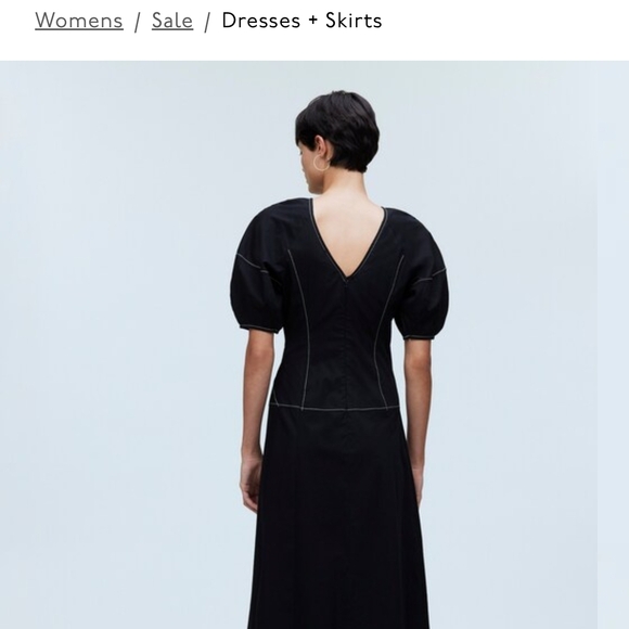 Madewell Black Midi Dress with Puff Sleeves - Picture 4 of 5